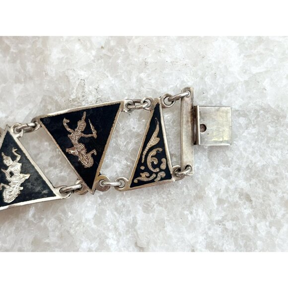 Siam Sterling Silver Triangular Multi God & Goddess Figure 925 Vintage Bracelet - Picture 5 of 10